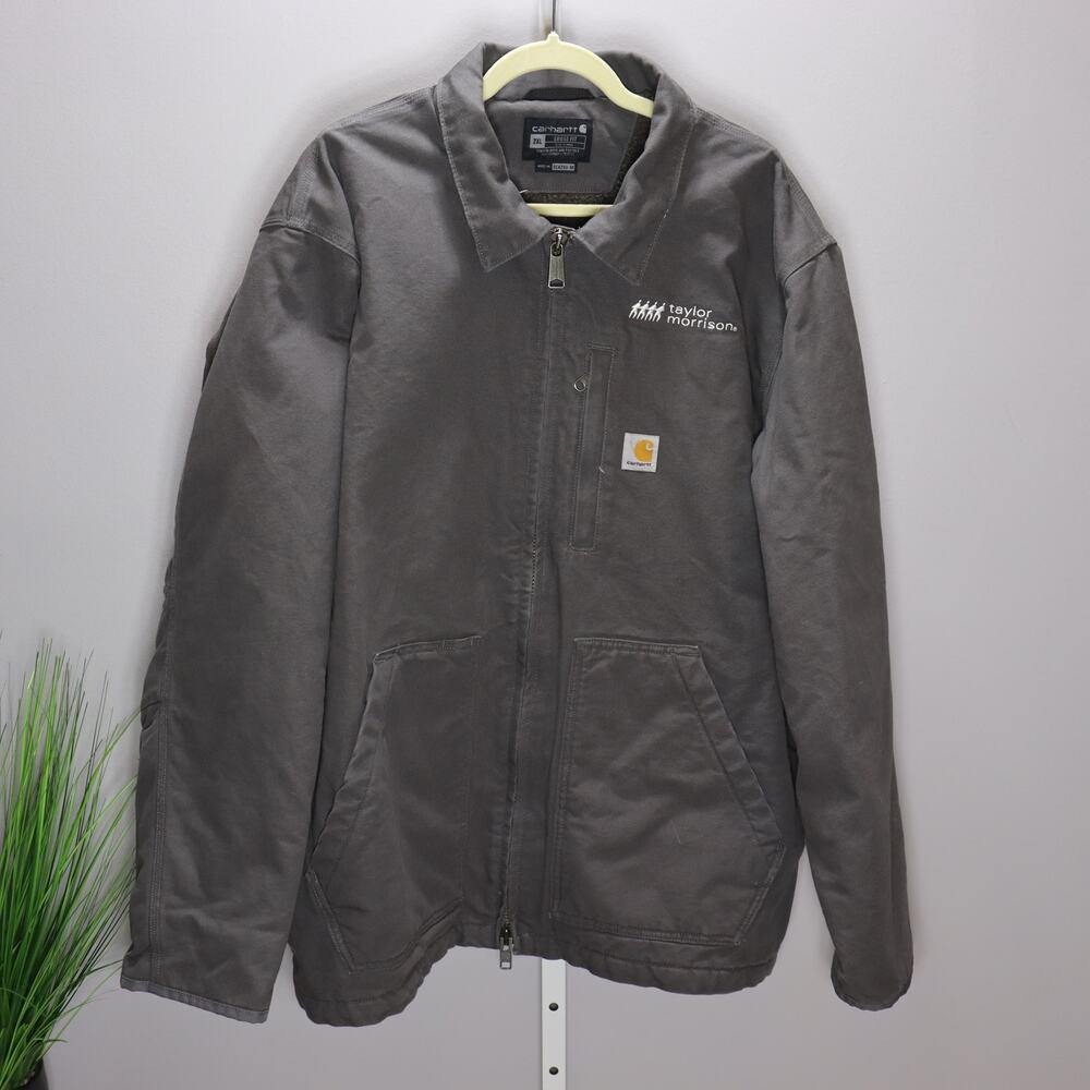 Carhartt Loose Fit Gray‎ Work Jacket 2XL Taylor Morrison Logo